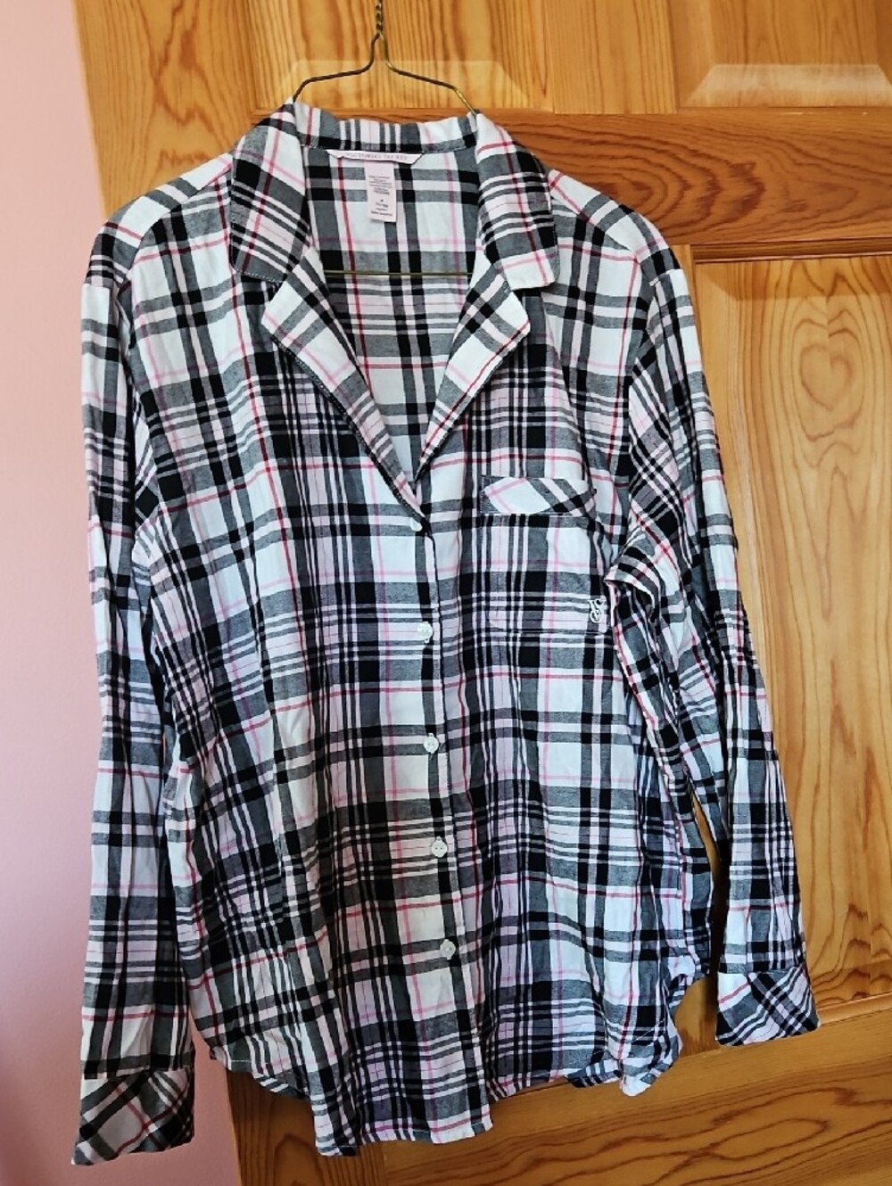 Victoria's Secret Black White and Pink Plaid Pajama Set - Picture 3 of 6